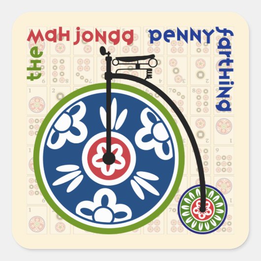 Het Mah Jongg Pennyfarding Vierkante Sticker (Voorkant)