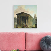 Het Maison Carree met het amfitheater Canvas Afdruk (Insitu (Woonkamer))