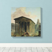 Het Maison Carree met het amfitheater Canvas Afdruk (Insitu (Houten vloer))