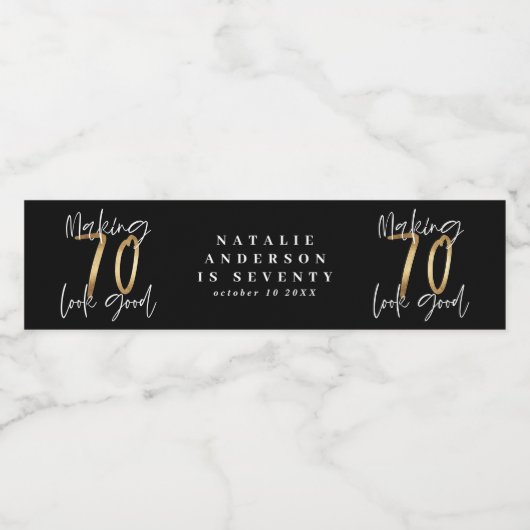 Het maken 70 kijken goed gouden verjaardagsviering waterfles etiket (Enkel label)