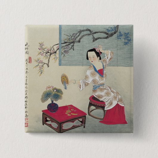 Het maken in de ochtend vierkante button 5,1 cm (Voorkant)