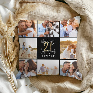 Het maken van 21 een gouden zwarte fotoverjaardag kussen
