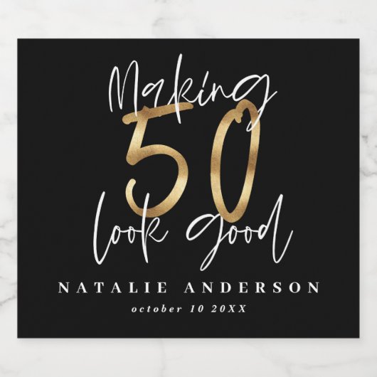 Het maken van 50 er een goede gouden verjaardag vi sparkling wijnetiket (Enkel label)