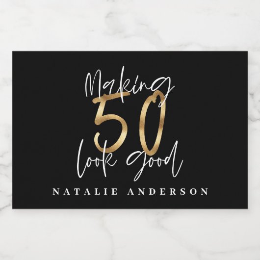 Het maken van 50 er een goede gouden verjaardag vi sparkling wijnetiket (Enkel label)