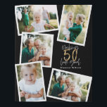 Het maken van 50 gouden verjaardag multi-foto imitatie canvas print<br><div class="desc">Viel je speciale verjaardag in stijl met deze witte,  zwarte en goudmakende 50-jarige verjaardag multi-fotocollage</div>