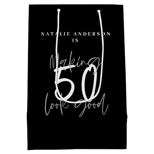 Het maken van 50 het goede verjaardagsfeest medium cadeauzakje (Achterkant)