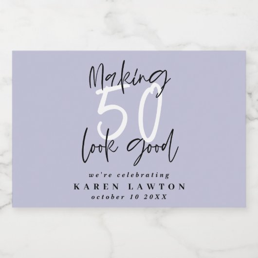 Het maken van 50 het goede verjaardagsfeest sparkling wijnetiket (Enkel label)