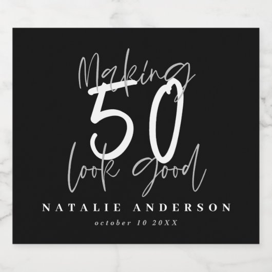 Het maken van 50 het goede verjaardagsfeest sparkling wijnetiket (Enkel label)