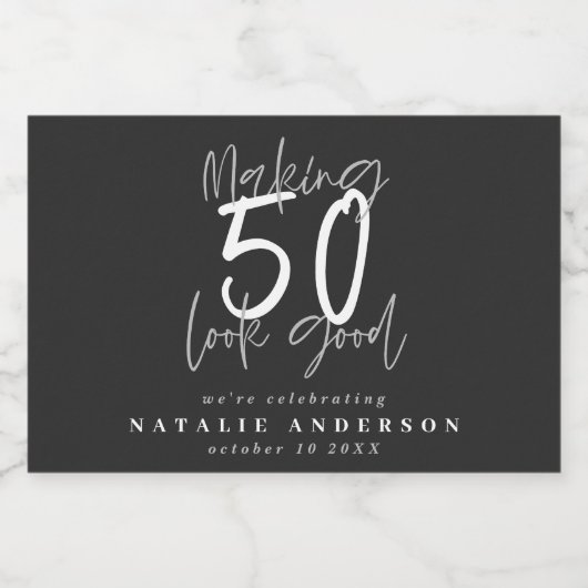 Het maken van 50 het goede verjaardagsfeest sparkling wijnetiket (Enkel label)