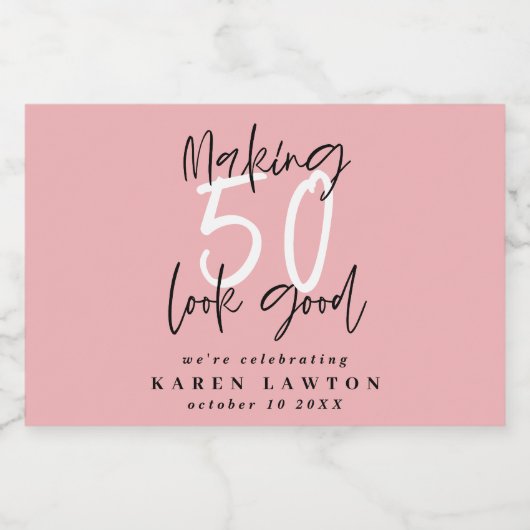 Het maken van 50 het goede verjaardagsfeest sparkling wijnetiket (Enkel label)