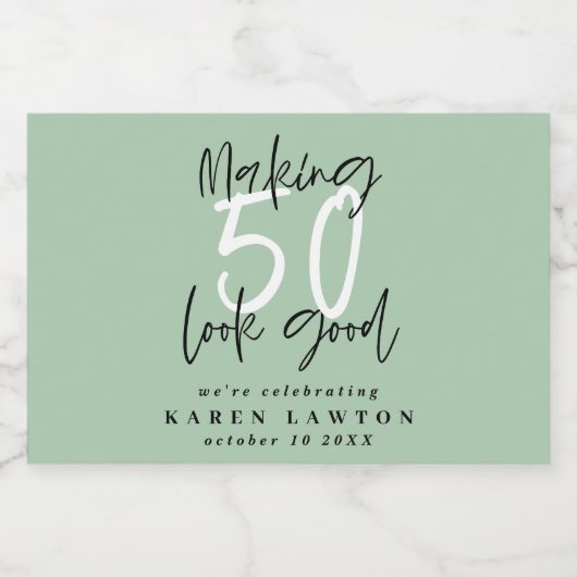 Het maken van 50 het goede verjaardagsfeest sparkling wijnetiket (Enkel label)