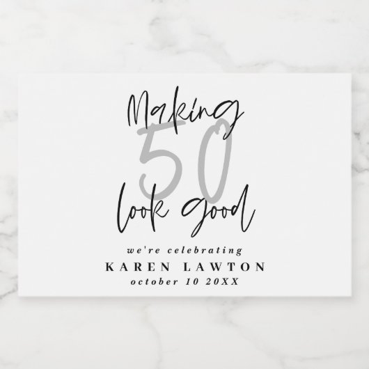 Het maken van 50 het goede verjaardagsfeest sparkling wijnetiket (Enkel label)