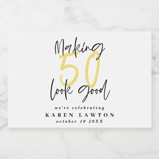 Het maken van 50 het goede verjaardagsfeest sparkling wijnetiket (Enkel label)