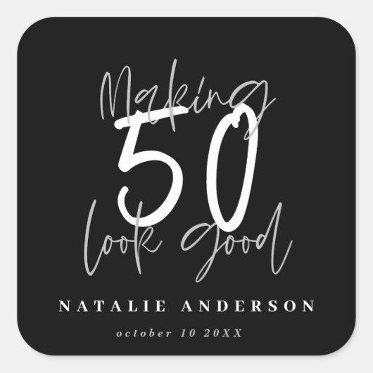 Het maken van 50 het goede verjaardagsfeest vierkante sticker (Voorkant)