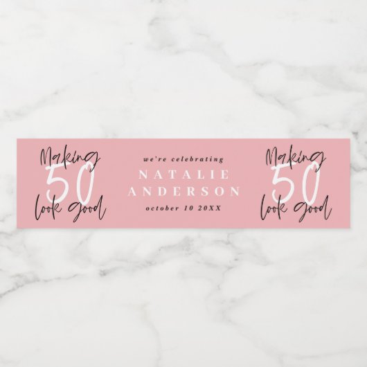 Het maken van 50 het goede verjaardagsfeest waterfles etiket (Enkel label)