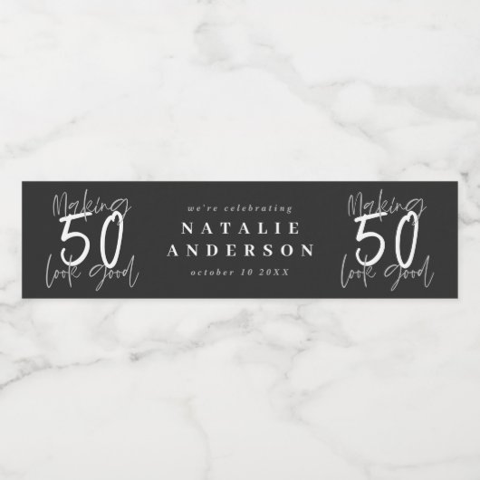 Het maken van 50 het goede verjaardagsfeest waterfles etiket (Enkel label)