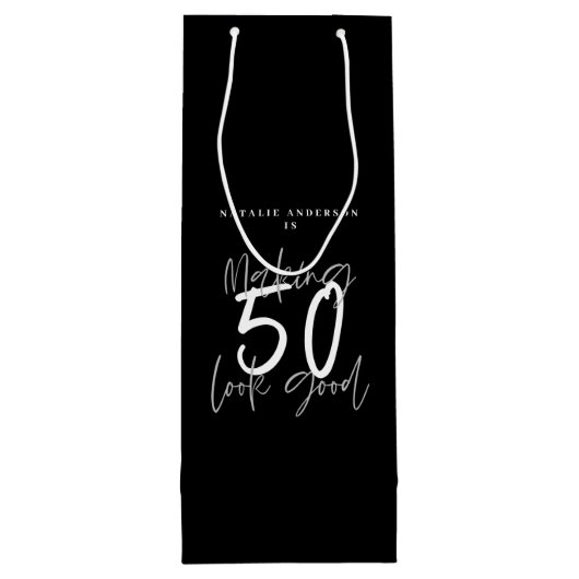 Het maken van 50 het goede verjaardagsfeest wijn cadeautas (Achterkant)