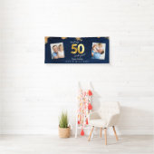 Het maken van 50 ziet er goed uit blauw en gouden spandoek (Insitu)