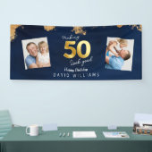 Het maken van 50 ziet er goed uit blauw en gouden spandoek (Beurs)