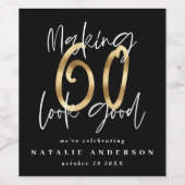 Het maken van 60 er een goede gouden verjaardag vi wijn etiket (Enkel label)