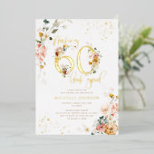 Het maken van 60 Kijk goed Roze Floral Gold Folie Uitnodiging (Staand Voorkant)