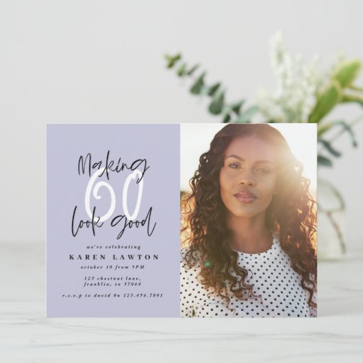 Het maken van 60 kijkt goede fotoverjaardagsuitnod (Staand voorkant)