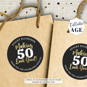 Het maken van AGE ziet er goed zwart goud dank u v Ronde Sticker