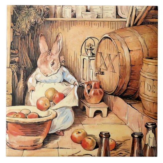 “Het maken van appelcider” door Beatrix Potter Tegeltje (Voorkant)
