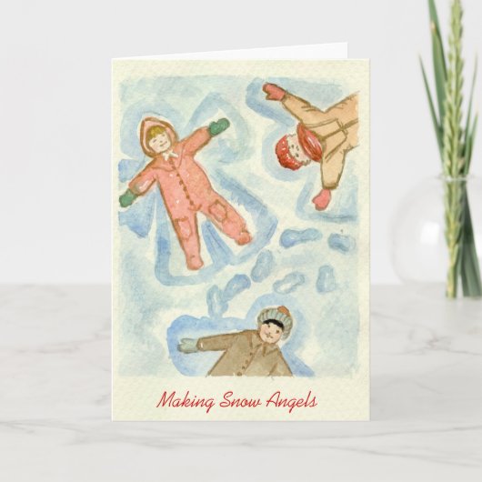 Het maken van de Engelen van de Sneeuw Feestdagen Kaart (Voorkant)