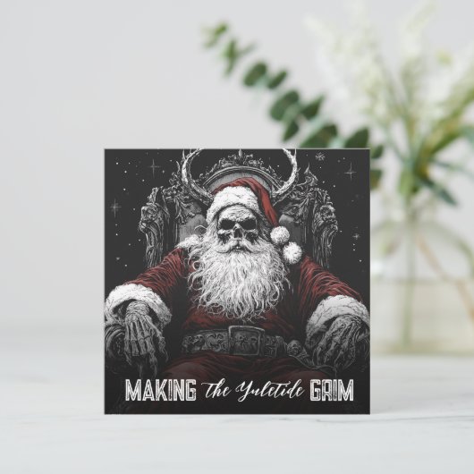 Het maken van de Yuletide Grim | Gothic Skeleton S Feestdagenkaart (Staand voorkant)