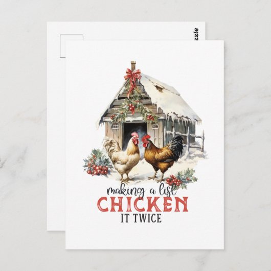 "Het maken van een lijst, Chicken it two" Puns Chr Briefkaart (Voorkant / Achterkant)