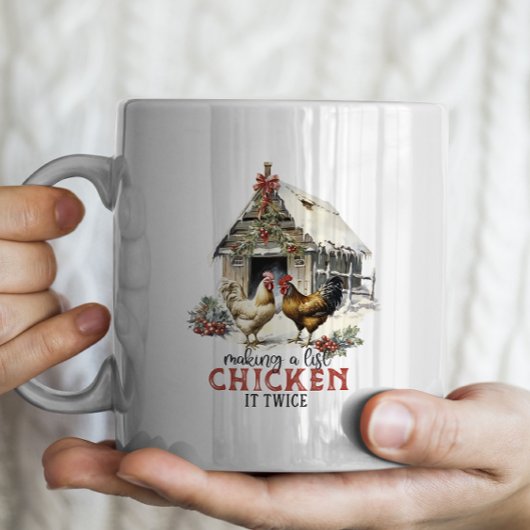 "Het maken van een lijst, Chicken it two" Puns Chr Koffiemok