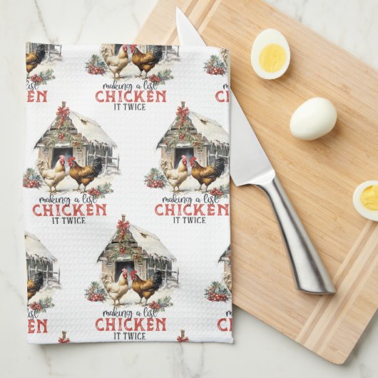 "Het maken van een lijst, Chicken it two" Puns Chr Theedoek (Quarter Fold)