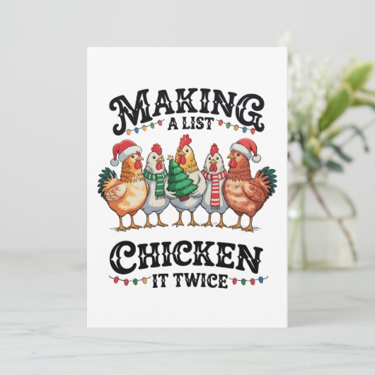 Het maken van een lijst kip het twee keer kerst Ke Feestdagenkaart (Staand voorkant)