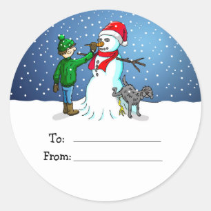 Het maken van een Sneeuwman cadeautag sticker