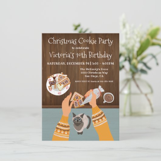 Het maken van het bakken kerstkoekjes partijuitnod kaart (Staand voorkant)