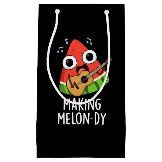 Het maken van Melon-dy Funny Melon Pun Dark BG Klein Cadeauzakje (Voorkant)