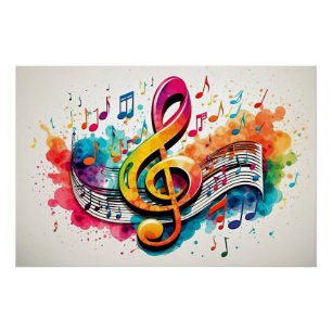 Het maken van Muziek, kleurrijk ontwerp, AI-geprod Perfect Poster