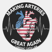 Het maken van slagaders weer geweldig cardiale cat ronde sticker (Voorkant)