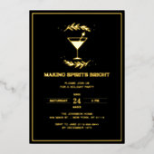 Het maken van Spirits Bright Black Gold Christmas  Folie Uitnodiging (Voorkant)