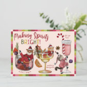 Het maken van Spirits Bright Christmas Cocktails C Feestdagenkaart (Staand voorkant)