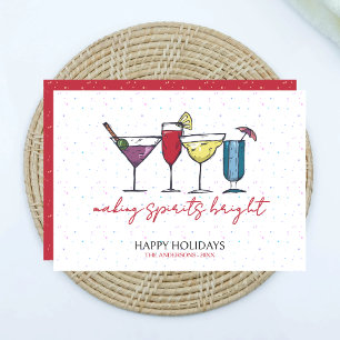 Het maken van Spirits Bright Cocktail Holiday Kaar Feestdagenkaart