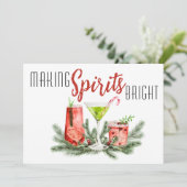 Het maken van Spirits Bright Feestelijke Cocktails Feestdagenkaart (Staand voorkant)
