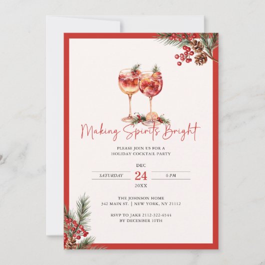 Het maken van Spirits Bright Holiday Cocktails Kaart (Voorkant)