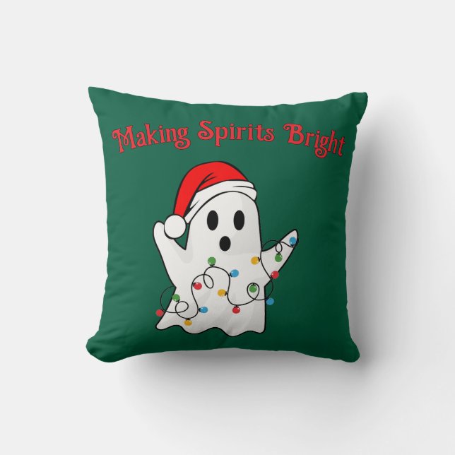 Het maken van Spirits Bright Holiday Ghost Pillow Kussen (Voorkant)