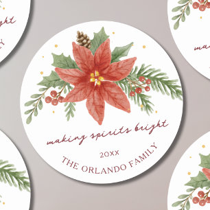 Het maken van Spirits Bright Red Botanische Poinse Ronde Sticker