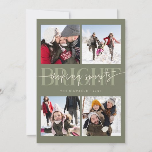 Het maken van Spirits Bright Sage Kerstmis Multi F Feestdagenkaart (Voorkant)