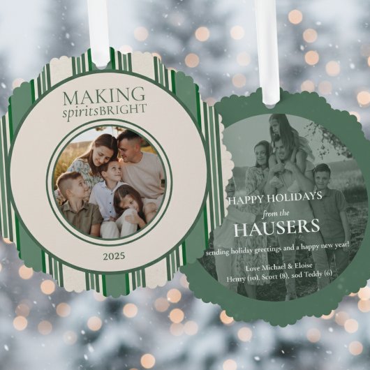 Het maken van Spirits Bright Two Photo Stripe Ornament Kaart