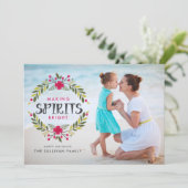 Het maken van Spirits Bright Wreath Kerstfoto Feestdagenkaart (Staand voorkant)