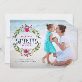 Het maken van Spirits Bright Wreath Kerstfoto Feestdagenkaart